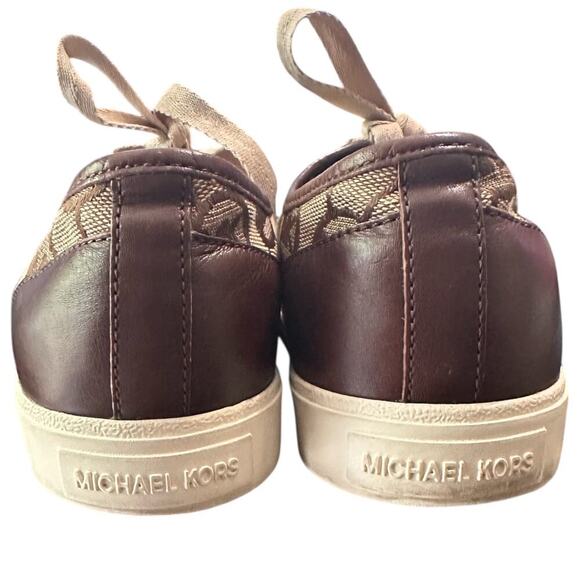 Michael Kors Logo Lace-Up Sneakers Brown Monogram Canvas Size 8M - Picture 6 of 11
